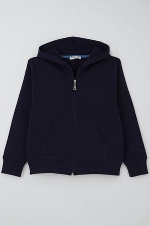 Breeze Erkek Çocuk Hırka Basic Kapüşonlu Fermuarlı 6-10 Yaş, Lacivert