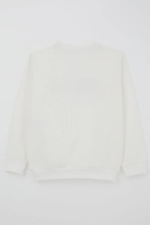 Breeze Erkek Çocuk Sweatshirt Yazı Baskılı 8-14 Yaş, Ekru