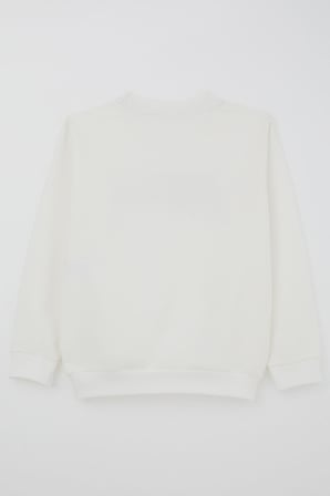 Breeze Erkek Çocuk Sweatshirt Yazı Baskılı 8-14 Yaş, Ekru