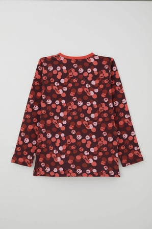 Breeze Kız Çocuk Pijama Takımı Neşeli Benekler Desenli 9-12 Yaş, Mürdüm