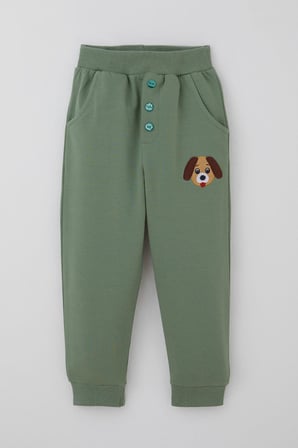 Breeze Erkek Bebek Eşofman Takımı Sevimli Köpekçik Nakışlı Kanguru Cepli 9 Ay-3 Yaş, Mint Yeşili