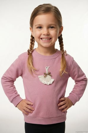 Breeze Kız Çocuk Sweatshirt Kuğu Armalı Fiyonk Detaylı 2-6 Yaş, Gülkurusu