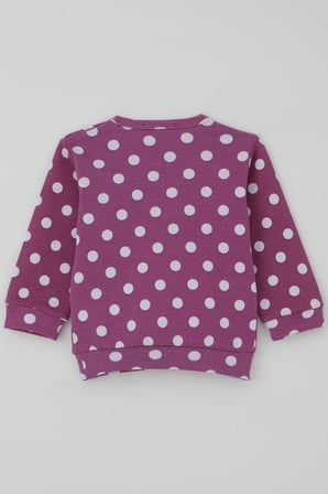 Breeze Kız Bebek Pijama Takımı Omuzdan Patlı Beyaz Puantiye Desenli 4 Ay-1 Yaş, Eflatun
