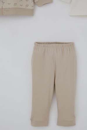 Breeze Erkek Bebek Bodyli 3 Lü Takım Desenli 4 Ay-1 Yaş, Bej