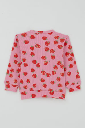 Breeze Kız Bebek Pijama Takımı Omuzdan Patlı Çilek Desenli 4 Ay-1 Yaş, Pembe