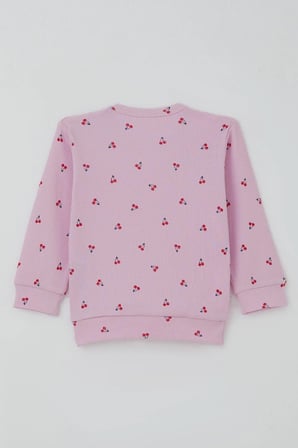 Breeze Kız Bebek Pijama Takımı Omuzdan Patlı Kiraz Desenli 4 Ay-1 Yaş, Pembe