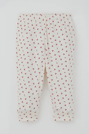 Breeze Kız Bebek Pijama Takımı Omuzdan Patlı Kiraz Desenli 4 Ay-1 Yaş, Krem