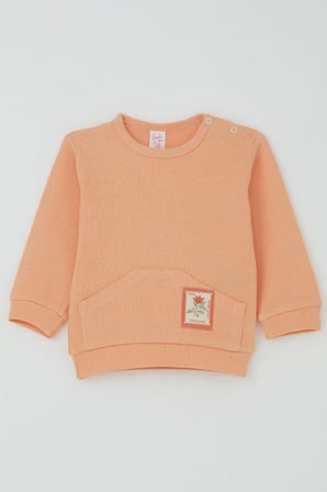 Breeze Kız Bebek Pijama Takımı Omuzdan Patlı Çiçek Baskı Armalı 4 Ay-1 Yaş, Somon