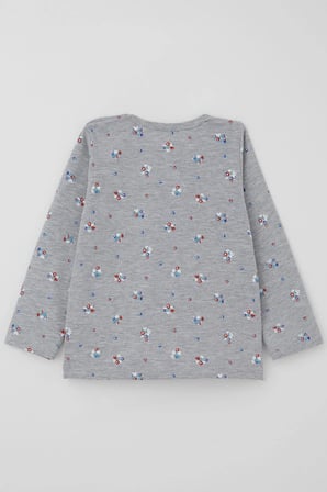 Breeze Kız Bebek Pijama Takımı Renkli Çiçek Desenli 9 Ay-3 Yaş, Gri Melanj