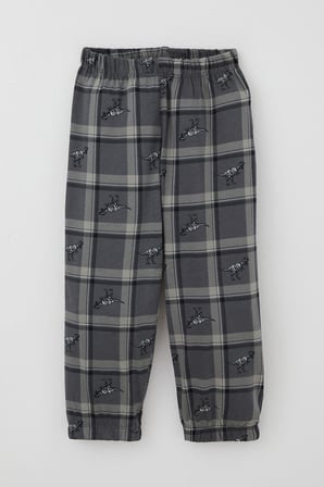 Breeze Erkek Bebek Pijama Takımı Dinozor Krallığı Ekose Desenli 9 Ay-3 Yaş, Gri