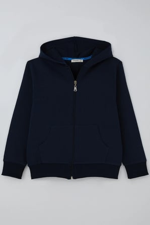 Breeze Erkek Çocuk Hırka Basic Kapüşonlu Fermuarlı 6-10 Yaş, Lacivert