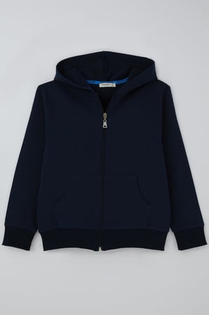 Breeze Erkek Çocuk Hırka Basic Kapüşonlu Fermuarlı 6-10 Yaş, Lacivert