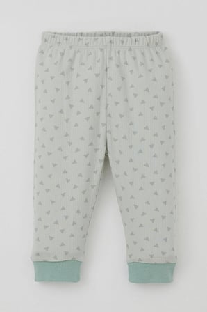 Breeze Erkek Bebek Pijama Takımı Omuzdan Patlı Mini Üçgenler Desenli 4 Ay-1 Yaş, Su Yeşili