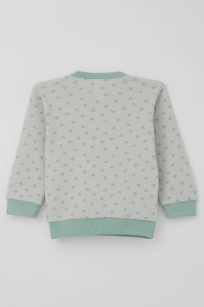 Breeze Erkek Bebek Pijama Takımı Omuzdan Patlı Mini Üçgenler Desenli 4 Ay-1 Yaş, Su Yeşili