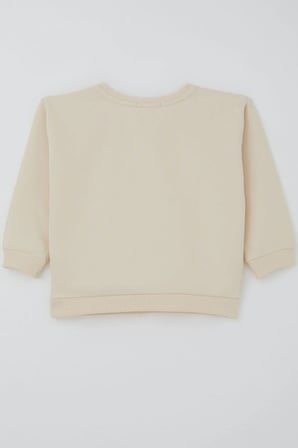 Breeze Kız Çocuk Sweatshirt Güpürlü Kalp Arma Detaylı 2-6 Yaş, Krem