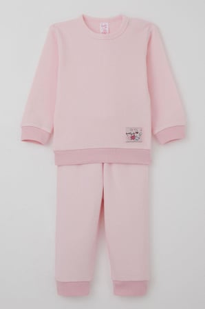 Breeze Kız Bebek Pijama Takımı Omuzdan Patlı Sevimli Minik Tavşancık Armalı 4 Ay-1 Yaş, Pembe