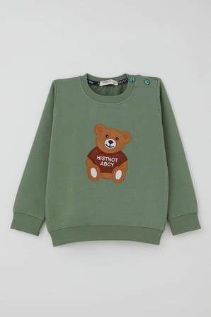 Breeze Erkek Bebek Eşofman Takımı Sevimli Ayıcık Nakış Detaylı 9 Ay-3 Yaş, Mint Yeşili