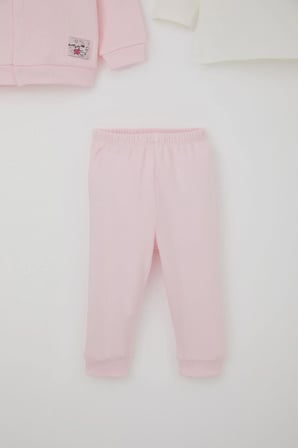 Breeze Kız Bebek Bodyli 3 Lü Takım Sevimli Minik Tavşancık Armalı Çıtçıtlı 4 Ay-1 Yaş, Pembe