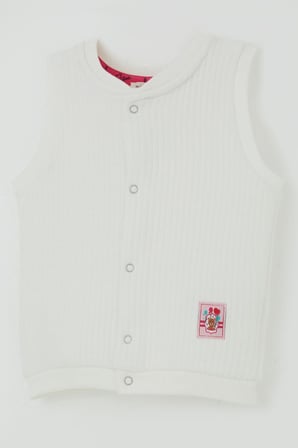 Breeze Kız Bebek Yelek Çıtçıtlı Balonlu Sevimli Ayıcık Armalı 4 Ay-4 Yaş, Ekru