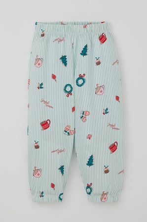 Breeze Kız Bebek Pijama Takımı Neşeli Sezon Yılbaşı Temalı 9 Ay-3 Yaş, Su Yeşili