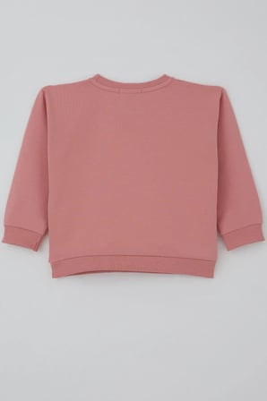 Breeze Kız Çocuk Sweatshirt Triko Çiçek Aplike Armalı 2-6 Yaş, Gülkurusu