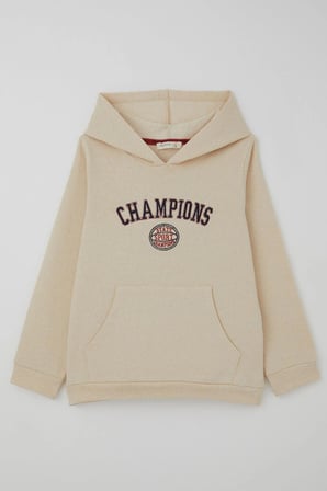 Breeze Erkek Çocuk Sweatshirt Yazı Baskılı Kapüşonlu 4-8 Yaş, Krem