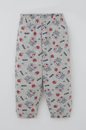 Breeze Kız Bebek Pijama Takımı Sevimli Kraliçe Desenli Çilekli 9 Ay-3 Yaş, Açık Gri Melanj