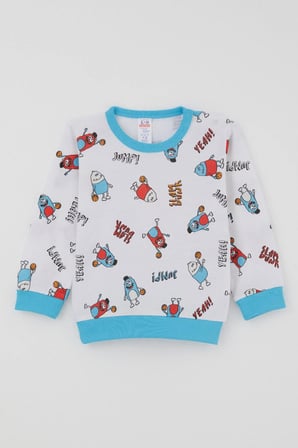 Breeze Erkek Bebek Pijama Takımı Omuzdan Patlı Mini Basket Yıldızı 4 Ay-1 Yaş, Beyaz