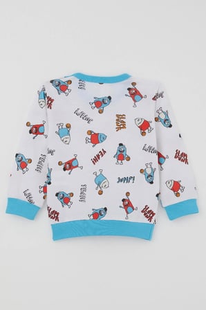 Breeze Erkek Bebek Pijama Takımı Omuzdan Patlı Mini Basket Yıldızı 4 Ay-1 Yaş, Beyaz