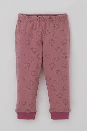 Breeze Kız Bebek Pijama Takımı Önden Düğmeli Elma Desenli 4 Ay-1 Yaş, Gülkurusu