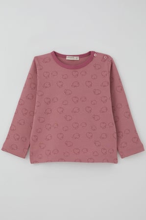 Breeze Kız Bebek Pijama Takımı Elma Desenli 9 Ay-3 Yaş, Gülkurusu
