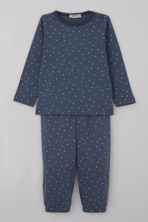 Breeze Erkek Bebek Pijama Takımı Minik Üçgenler Desenli 9 Ay-3 Yaş, Füme