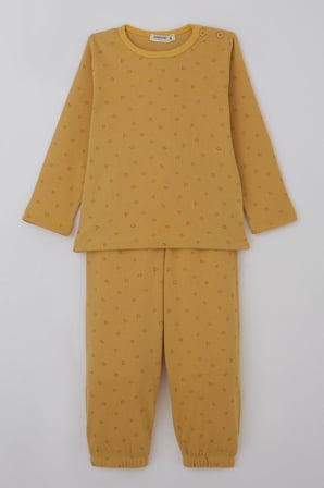 Breeze Erkek Bebek Pijama Takımı Minik Geometrik Desenler 9 Ay-3 Yaş, Hardal Sarı