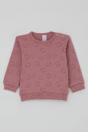 Breeze Kız Bebek Pijama Takımı Omuzdan Patlı Elma Bahçesi 4 Ay-1 Yaş, Gülkurusu