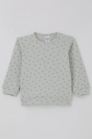 Breeze Erkek Bebek Pijama Takımı Omuzdan Patlı Minik Üçgenler Desenli 4 Ay-1 Yaş, Su Yeşili