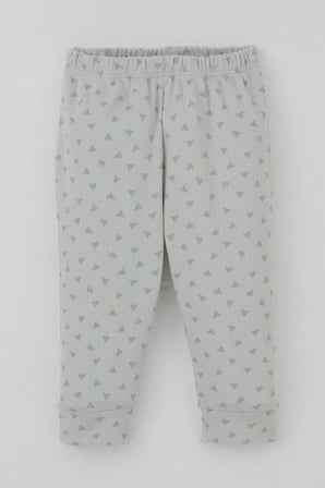 Breeze Erkek Bebek Pijama Takımı Omuzdan Patlı Minik Üçgenler Desenli 4 Ay-1 Yaş, Su Yeşili