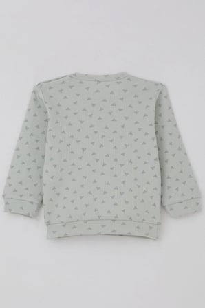 Breeze Erkek Bebek Pijama Takımı Omuzdan Patlı Minik Üçgenler Desenli 4 Ay-1 Yaş, Su Yeşili
