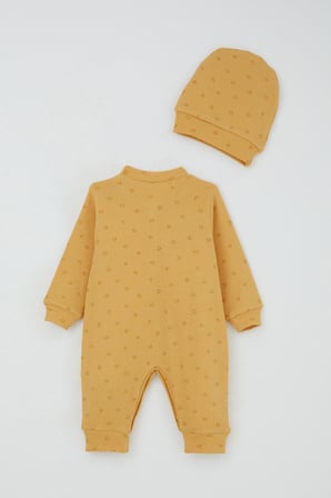 Breeze Erkek Bebek Tulum Minik Geometrik Desenler 0-9 Ay, Hardal Sarı