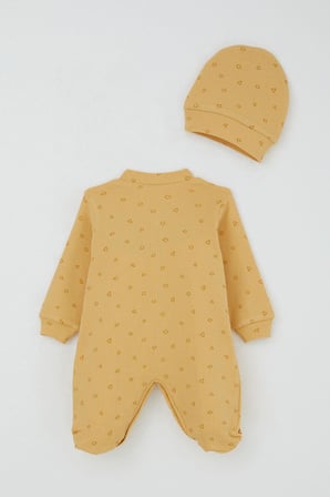 Breeze Erkek Bebek Patikli Tulum Minik Geometrik Desenler 0-9 Ay, Hardal Sarı