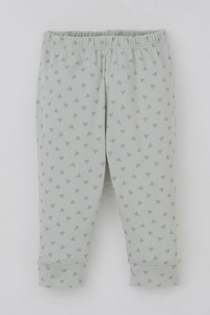 Breeze Erkek Bebek Pijama Takımı Mini Üçgenler Desenli Önden Çıtçıtlı 4 Ay-1 Yaş, Su Yeşili