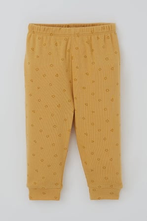 Breeze Erkek Bebek Pijama Takımı Mini Üçgenler Desenli Önden Çıtçıtlı 4 Ay-1 Yaş, Hardal Sarı