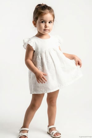 Breeze Kız Bebek Zıbın Elbise Çiçek Nakışlı 6 Ay-2 Yaş, Ekru