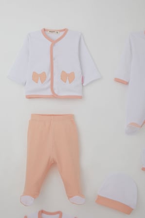 Breeze Kız Bebek Hastane Çıkışı 8 Li Fiyonk Nakışlı 0-3 Ay, Beyaz