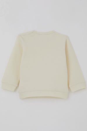 Breeze Erkek Bebek Pijama Takımı Omuzdan Patlı Sevimli Uykucu Yıldız Armalı 4 Ay-1 Yaş, Krem
