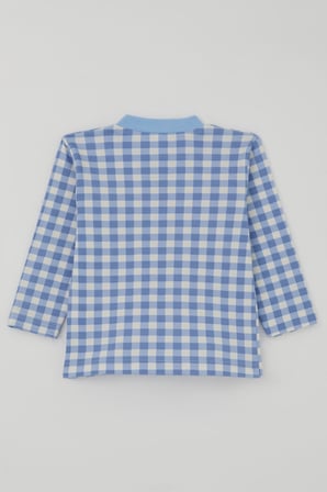 Breeze Erkek Bebek Pijama Takımı Ekose Desenli Önden Çıtçıtlı 4 Ay-1 Yaş, Mavi