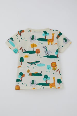 Breeze Erkek Çocuk Şortlu Pijama Takımı Safari Temalı Sevmli Hayvancıklar Desenli 1.5-5 Yaş, Sarı