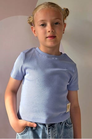 Breeze Kız Çocuk Crop Tişört Fiyonk Arma Detaylı 7-12 Yaş, Açık Lila