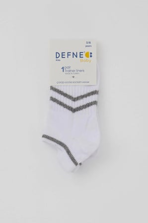 Defne Baby Erkek Çocuk Spor Patik Çorap Çizgi Detaylı 5-12 Yaş, Beyaz