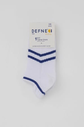 Defne Baby Erkek Çocuk Spor Patik Çorap Çizgi Detaylı 5-12 Yaş, Beyaz