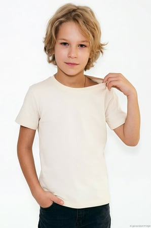 Breeze Erkek Çocuk Tişört Basic 4-8 Yaş, Krem